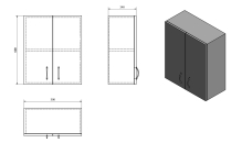 Aqualine Simplex Eco Závěsná skříňka horní, 50x60x24cm, bílá, SIME530 (1)