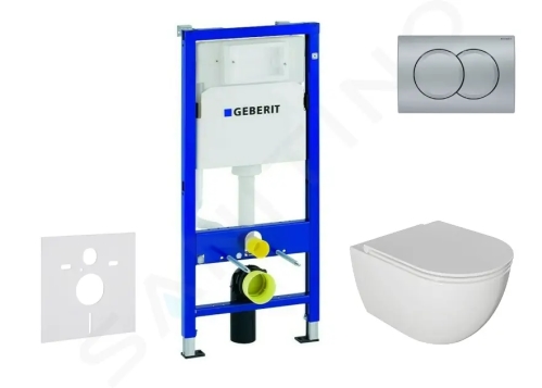 Geberit Duofix Set předstěnové instalace, klozetu Oudee a sedátka softclose, tlačítko Delta01, matný chrom, SANI11CA1125