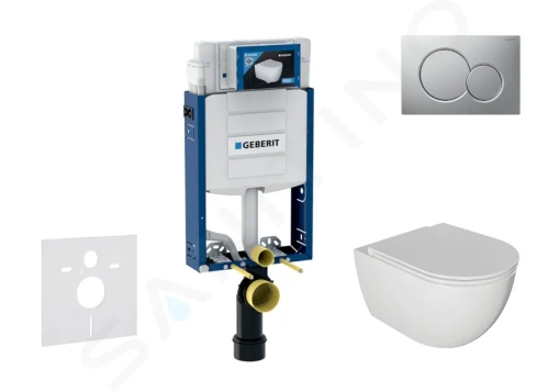 Geberit Kombifix Set předstěnové instalace, klozetu Oudee a sedátka softclose, tlačítko Sigma01, lakovaný matný chrom, SANI15CA1117