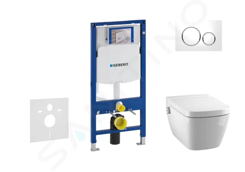 Geberit Duofix Modul pro závěsné WC s tlačítkem Sigma20, bílá/lesklý chrom + Tece One - sprchovací toaleta a sedátko, Rimless, SoftClose, 111.300.00.5 NT4