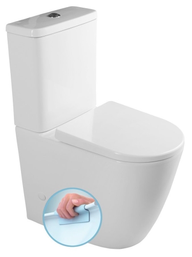 Sapho TURKU RIMLESS WC kombi zvýšený sedák, spodní/zadní odpad, bílá, PC104WR