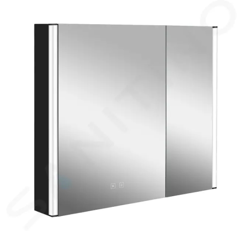 kielle Arkas I Zrcadlová skříňka s LED osvětlením, vyhříváním a USB portem, 80x70x13 cm, matná černá, 50111814