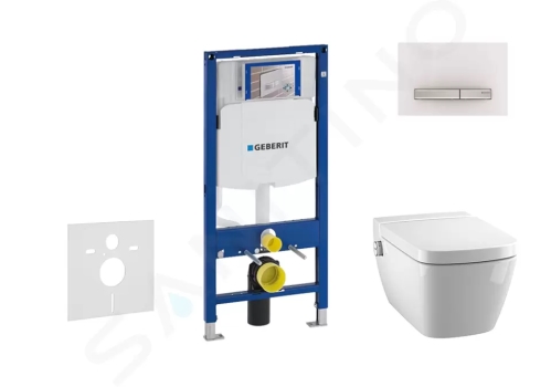 Geberit Duofix Modul pro závěsné WC s tlačítkem Sigma50, alpská bílá + Tece One - sprchovací toaleta a sedátko, Rimless, SoftClose, 111.300.00.5 NT8