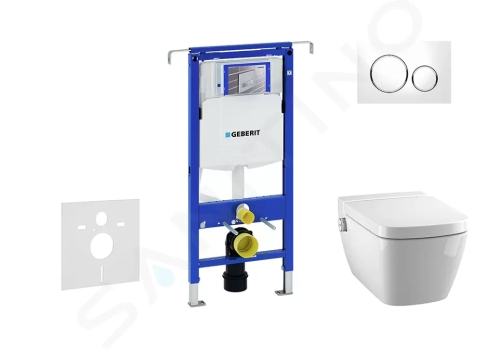 Geberit Duofix Modul pro závěsné WC s tlačítkem Sigma20, bílá/lesklý chrom + Tece One - sprchovací toaleta a sedátko, Rimless, SoftClose, 111.355.00.5 NT4