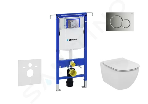 Geberit Duofix Modul pro závěsné WC s tlačítkem Sigma01, lesklý chrom + Ideal Standard Tesi - WC a sedátko, 111.355.00.5 NF2