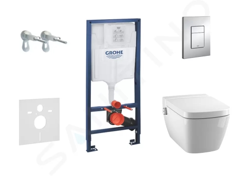 Grohe Rapid SL Set předstěnové instalace, sprchovací toalety a sedátka Tece, tlačítka Skate Cosmo, Rimless, SoftClose, chrom, 38528SET-KT