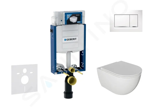 Geberit Kombifix Set předstěnové instalace, klozetu Oudee a sedátka softclose, tlačítko Sigma30, bílá/chrom, SANI15CA3112