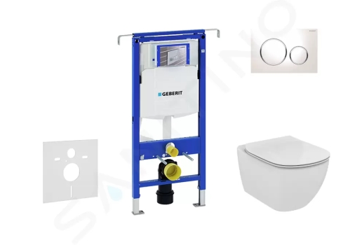 Geberit Duofix Modul pro závěsné WC s tlačítkem Sigma20, bílá/lesklý chrom + Ideal Standard Tesi - WC a sedátko, 111.355.00.5 NF4
