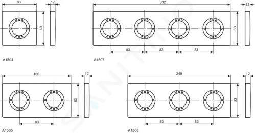 Ideal Standard Archimodule Krycí 4-otvorová rozeta 100 x 349 mm, chrom, A963735AA