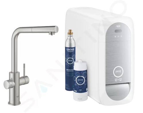 Grohe Blue Home Dřezová baterie Connected, s chladícím zařízením a filtrací, supersteel, 31539DC0