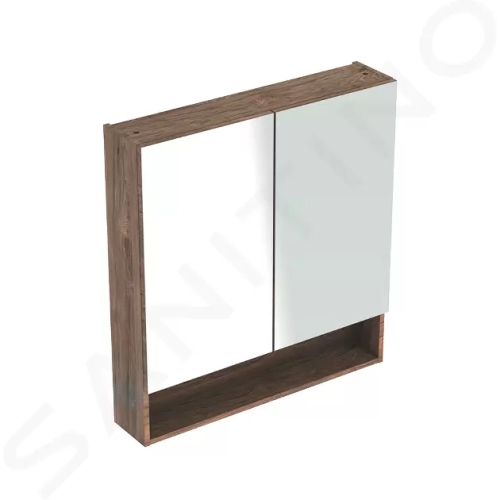 Geberit Selnova Square Zrcadlová skříňka 850x788x175 mm, 2 dvířka, ořech hickory, 501.270.00.1