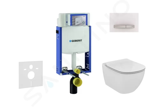 Geberit Kombifix Modul pro závěsné WC s tlačítkem Sigma50, alpská bílá + Ideal Standard Tesi - WC a sedátko, Aquablade, SoftClose, 110.302.00.5 NU8