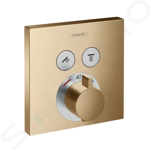 Hansgrohe Shower Select Termostatická baterie pod omítku pro 2 spotřebiče, kartáčovaný bronz, 15763140