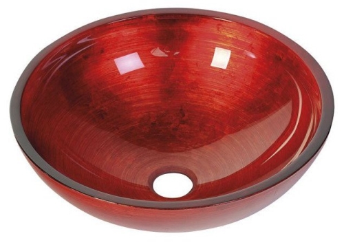 Sapho MURANO ROSSO IMPERO skleněné umyvadlo na desku, průměr 40cm, červená, AL5318-63