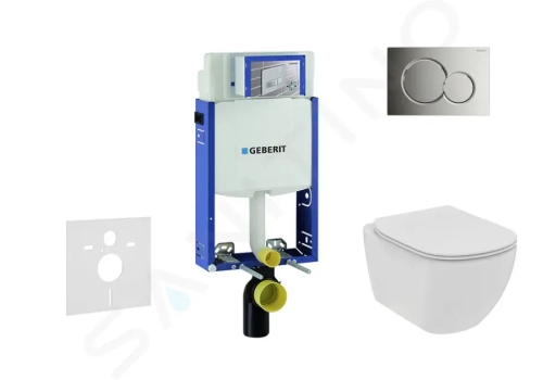 Geberit Kombifix Modul pro závěsné WC s tlačítkem Sigma01, lesklý chrom + Ideal Standard Tesi - WC a sedátko, Rimless, SoftClose, 110.302.00.5 NE2