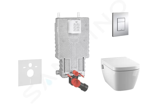 Grohe Uniset Set předstěnové instalace, sprchovací toalety a sedátka Tece, tlačítka Skate Cosmo, Rimless, SoftClose, chrom, 38643SET-KT