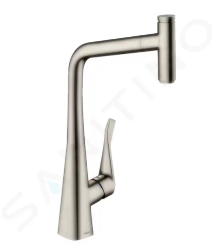 Hansgrohe Metris Select Dřezová baterie s výsuvnou koncovkou, vzhled nerezu, 14884800