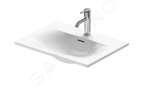 Duravit Viu Umyvadlo na desku, 600x450 mm, zápustné, s přepadem, s otvorem pro baterii, bílá, 0385600000