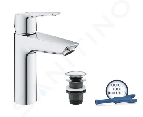 Grohe QuickFix Start Umyvadlová baterie s výpustí Push-Open, studený start, chrom, 23746002