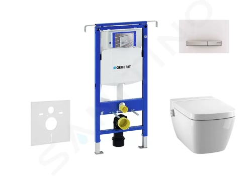 Geberit Duofix Modul pro závěsné WC s tlačítkem Sigma50, alpská bílá + Tece One - sprchovací toaleta a sedátko, Rimless, SoftClose, 111.355.00.5 NT8