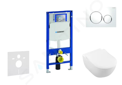 Geberit Duofix Modul pro závěsné WC s tlačítkem Sigma20, bílá/lesklý chrom + Villeroy Boch - WC a sedátko, DirectFlush, SoftClose, CeramicPlus, 111.300.00.5 NI4