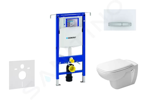 Geberit Duofix Modul pro závěsné WC s tlačítkem Sigma50, alpská bílá + Duravit D-Code - WC a sedátko, Rimless, SoftClose, 111.355.00.5 NH8