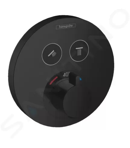 Hansgrohe Shower Select Termostatická baterie pod omítku pro 2 spotřebiče, matná černá, 15743670