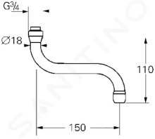 Grohe Náhradní díly S-výtok pro kuchyňskou nástěnnou baterii, chrom, 13005000 (1)