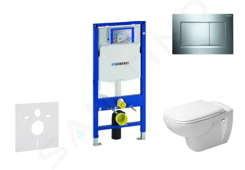 Geberit Duofix Modul pro závěsné WC s tlačítkem Sigma30, lesklý chrom/chrom mat + Duravit D-Code - WC a sedátko, Rimless, SoftClose, 111.300.00.5 NH6