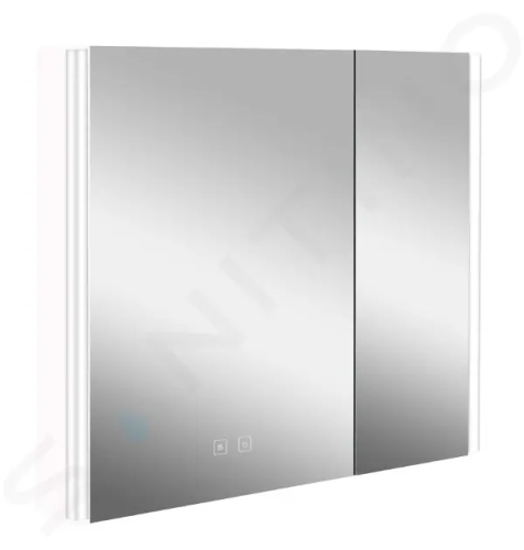 kielle Arkas I Zrcadlová skříňka s LED osvětlením, vyhříváním a USB portem, 80x70x13 cm, bílá, 50111810