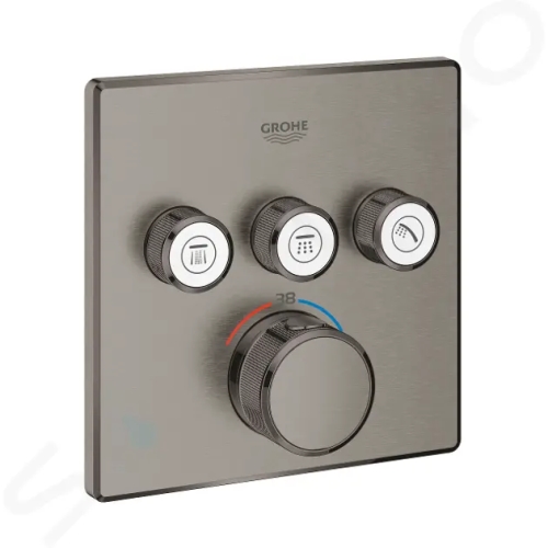 Grohe Grohtherm SmartControl Termostatická baterie pod omítku, 3 ventily, kartáčovaný Hard Graphite, 29126AL0