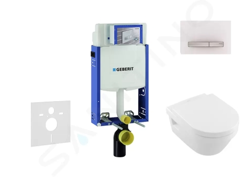 Geberit Kombifix Modul pro závěsné WC s tlačítkem Sigma50, alpská bílá + Villeroy Boch - WC a sedátko, DirectFlush, SoftClose, CeramicPlus, 110.302.00.5 NB8
