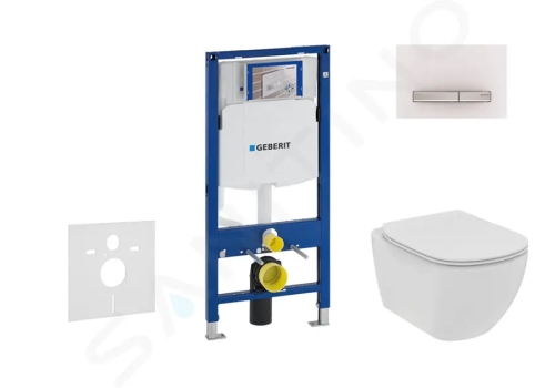 Geberit Duofix Modul pro závěsné WC s tlačítkem Sigma50, alpská bílá + Ideal Standard Tesi - WC a sedátko, Rimless, SoftClose, 111.300.00.5 NE8