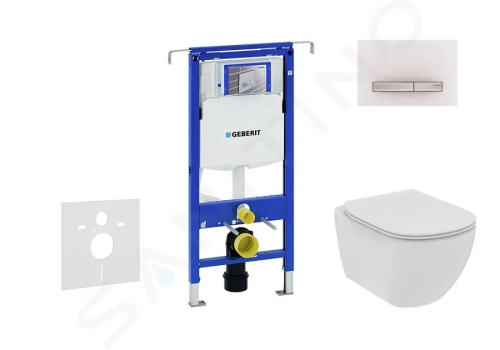 Geberit Duofix Modul pro závěsné WC s tlačítkem Sigma50, alpská bílá + Ideal Standard Tesi - WC a sedátko, Rimless, SoftClose, 111.355.00.5 NE8