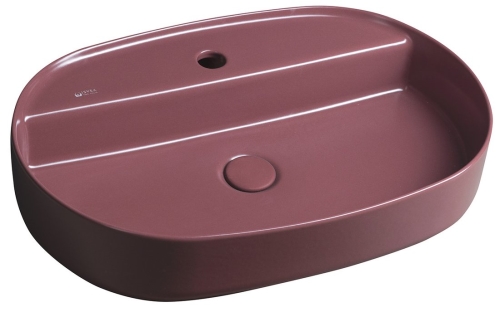 Isvea INFINITY OVAL keramické umyvadlo na desku, 60x40cm, maroon red, 10NF65060-2R