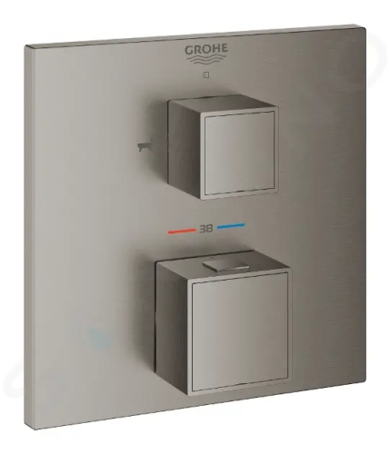 Grohe Grohtherm Cube Termostatická baterie pod omítku pro 2 spotřebiče, kartáčovaný Hard Graphite, 24155AL0