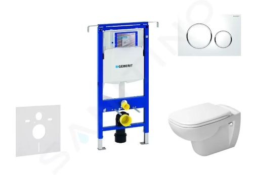 Geberit Duofix Modul pro závěsné WC s tlačítkem Sigma20, bílá/lesklý chrom + Duravit D-Code - WC a sedátko, Rimless, SoftClose, 111.355.00.5 NH4