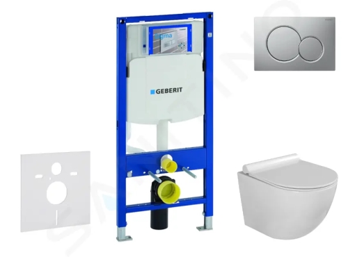 Geberit Duofix Set předstěnové instalace, klozetu Gaia a sedátka softclose, tlačítko Sigma01, lakovaný matný chrom, SANI11CA1117