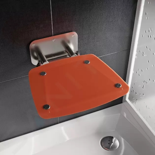 Ravak Ovo B II Sprchové sedátko Orange, 360x360 mm, nerez/průsvitně oranžová, B8F0000053