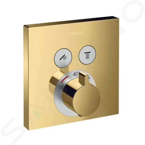 Hansgrohe Shower Select Termostatická baterie pod omítku pro 2 spotřebiče, leštěný vzhled zlata, 15763990