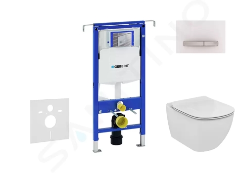 Geberit Duofix Modul pro závěsné WC s tlačítkem Sigma50, alpská bílá + Ideal Standard Tesi - WC a sedátko, Aquablade, SoftClose, 111.355.00.5 NU8