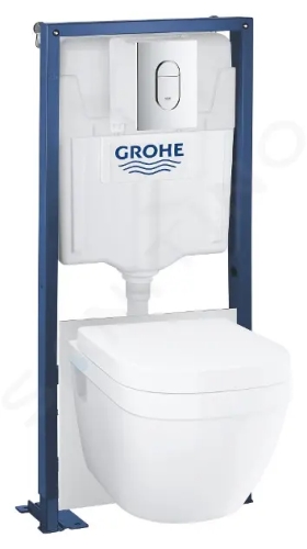 Grohe Solido Set předstěnové instalace, klozetu Euro Ceramic a sedátka softclose, tlačítko Arena Cosmopolitan, chrom, 39697000