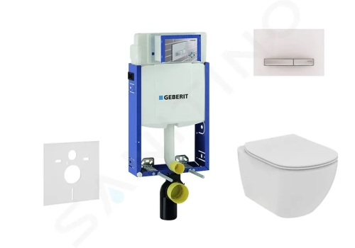 Geberit Kombifix Modul pro závěsné WC s tlačítkem Sigma50, alpská bílá + Ideal Standard Tesi - WC a sedátko, Rimless, SoftClose, 110.302.00.5 NE8