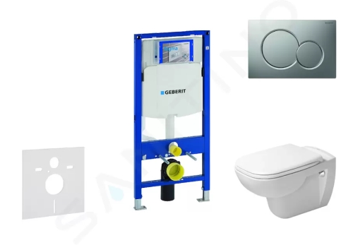 Geberit Duofix Modul pro závěsné WC s tlačítkem Sigma01, matný chrom + Duravit D-Code - WC a sedátko, Rimless, SoftClose, 111.300.00.5 NH3
