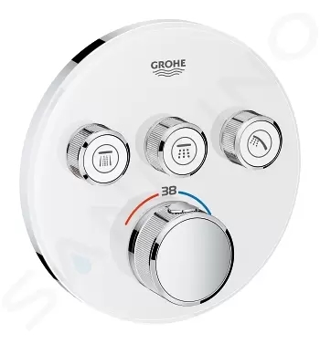 Grohe Grohtherm SmartControl Termostatická vanová baterie pod omítku se 3 ventily, měsíční bílá, 29904LS0