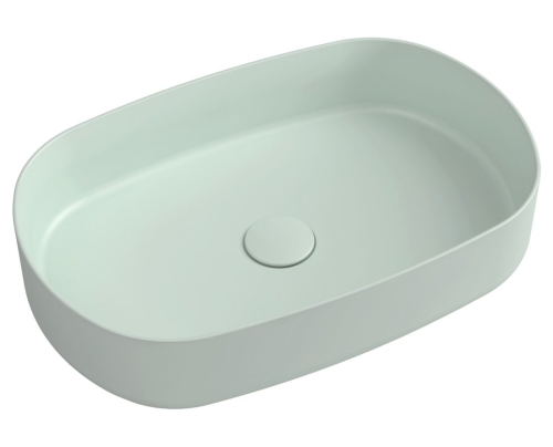 Isvea INFINITY OVAL keramické umyvadlo na desku, 55x36cm, zelená mint, 10NF65055-2T